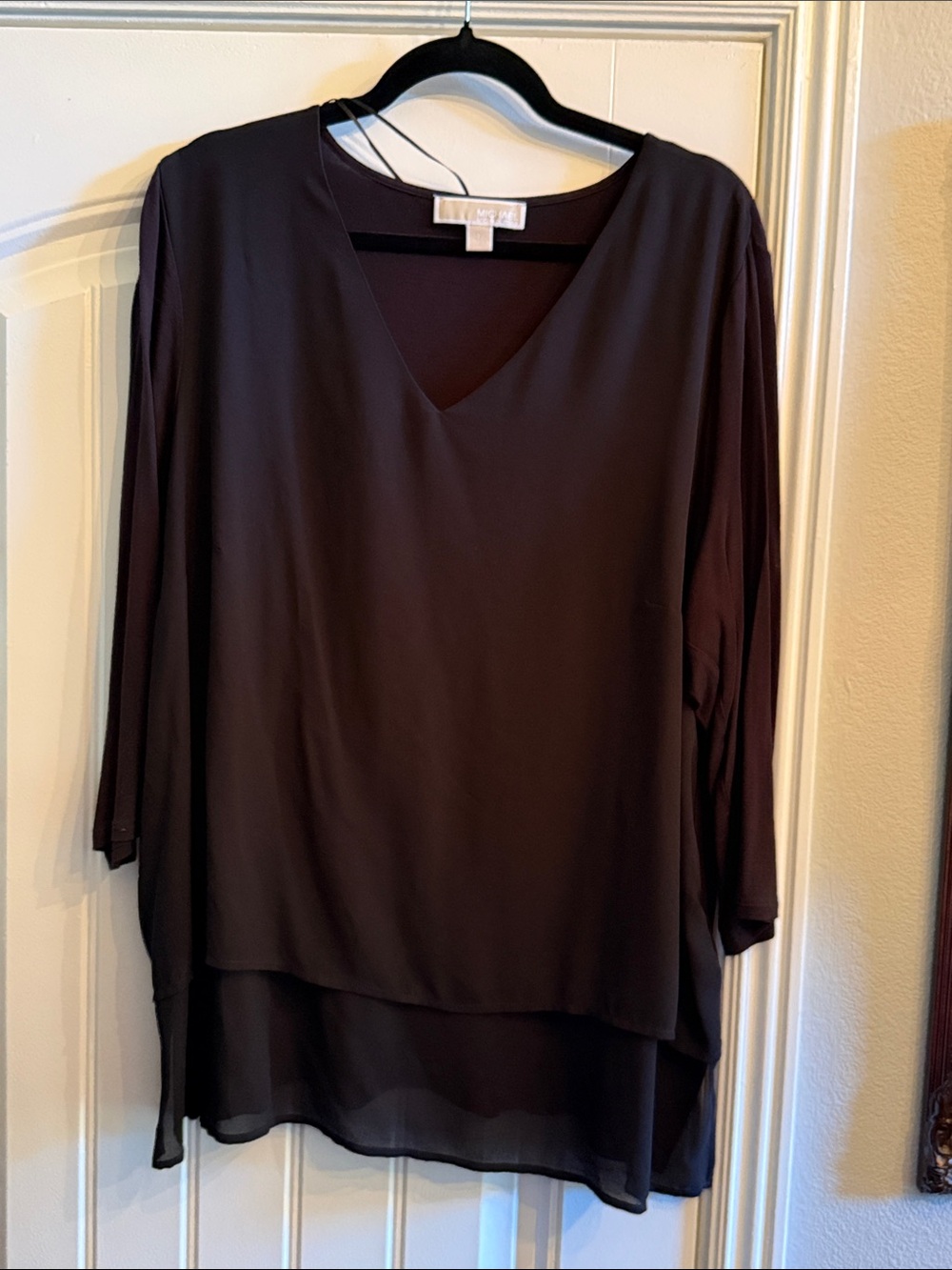 MICHAEL Michael Kors Dark Brown V-Neck Layered Tunic